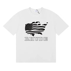 Rhude USA Map American Flag Graphic White Oversized T‑Shirt ****