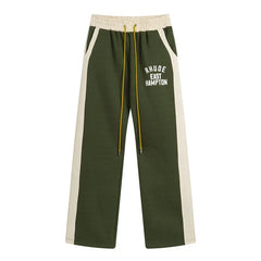 RHUDE East Hampton Color‑Block Wide Leg Sweatpants Olive Green
