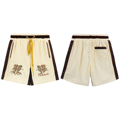 Rhude Cream Embroidered Nylon Shorts
