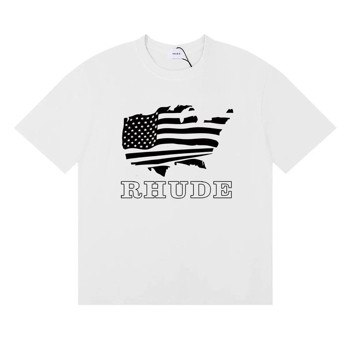Rhude USA Map American Flag Graphic White Oversized T‑Shirt ****