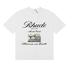 Rhude Monte Carlo Heaven On Earth Vintage Photo Print White Oversized T‑Shirt